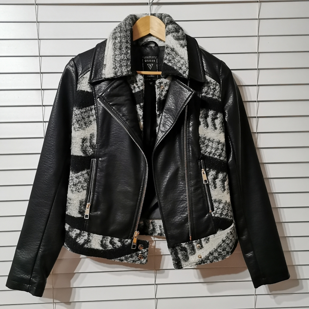 Guess Faux Leather Wool Jacket